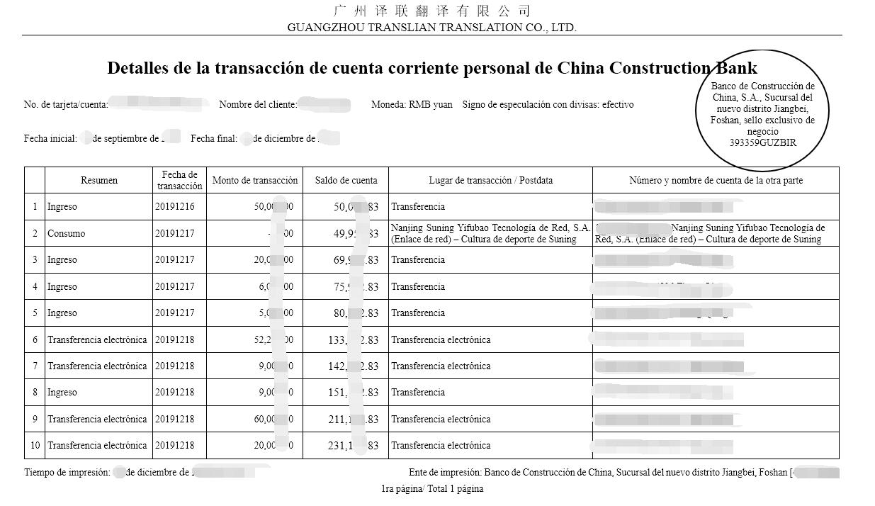 銀行流水對賬單翻譯成英文圖片 銀行流水對賬單翻譯成英文圖片