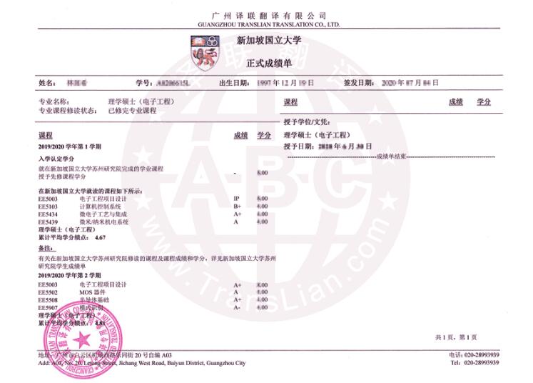 成績(jī)單翻譯圖片 成績(jī)單翻譯圖片